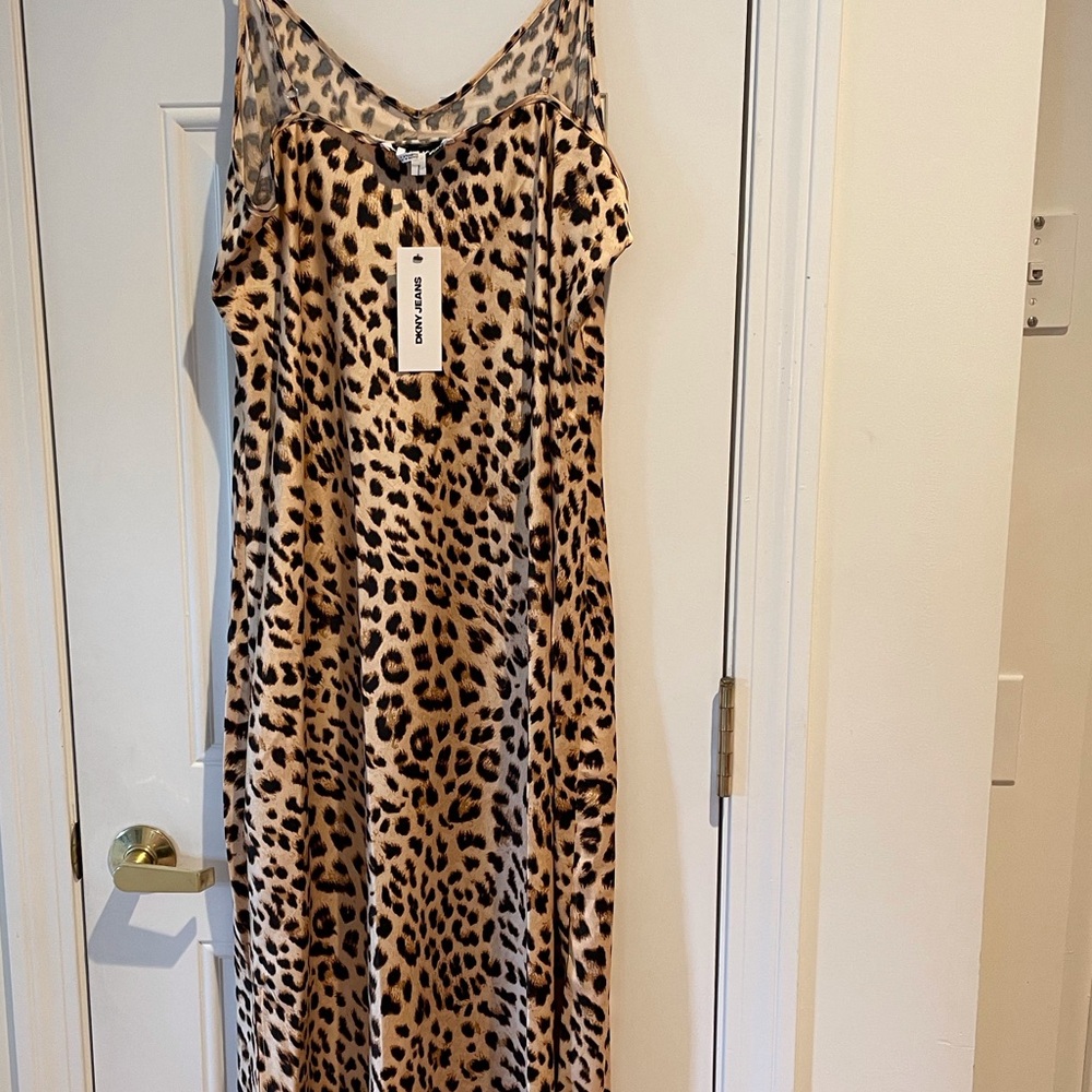 DKNY Leopard Print Slip Dress XL NWT - Picture 2 of 3